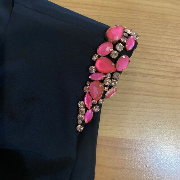 Ted Baker London Black Pink Rhinestones Zipper Back‎ Sleeveless Shift Dress - 3 - Picture 2 of 16